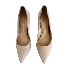 Schutz Women's Tan 3 inch Pumps with Wave Cut.